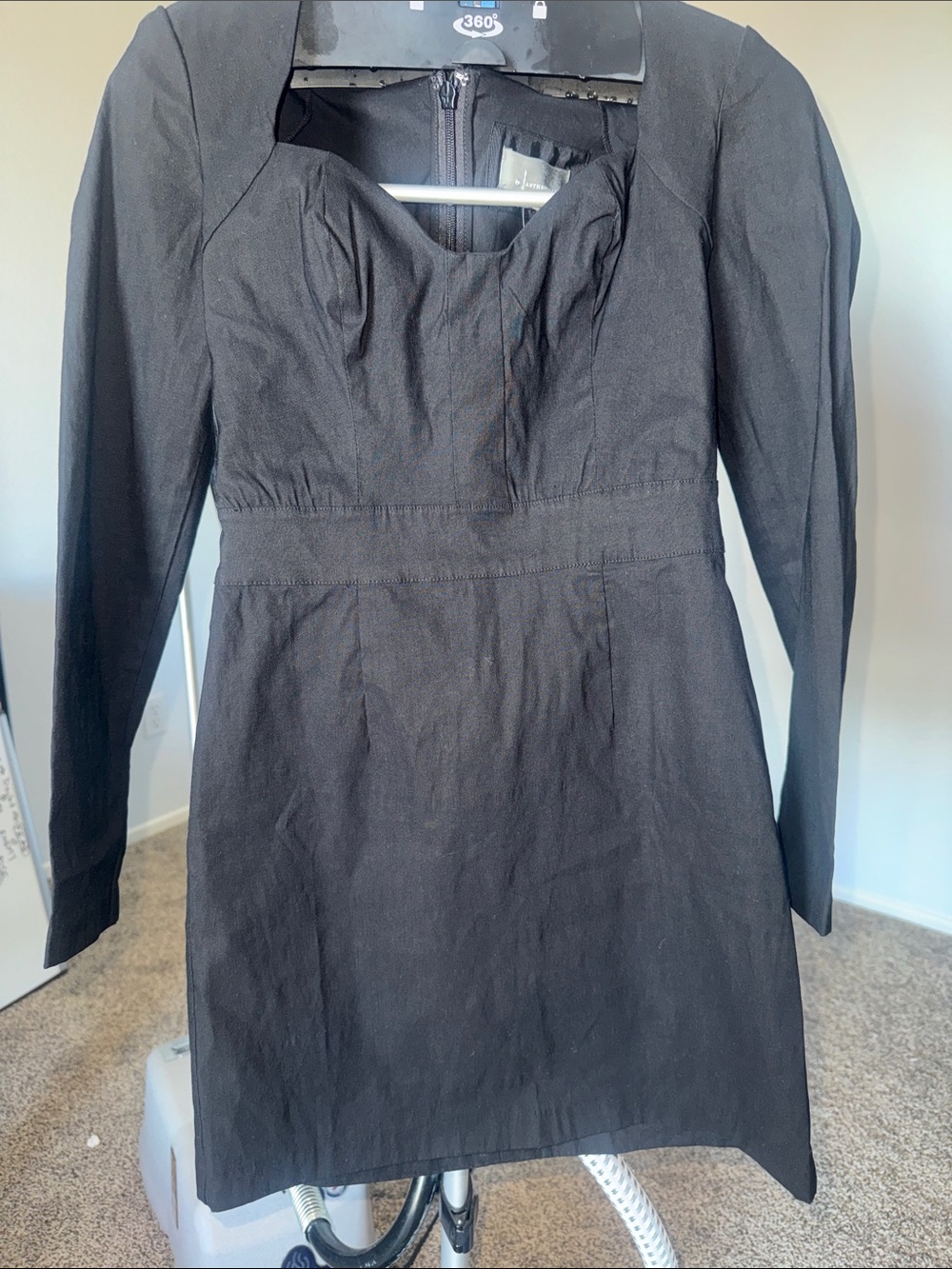 Anthropologie Black Long-Sleeve Mini Dress